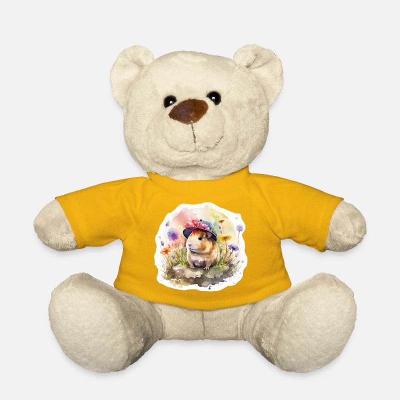 Cochons d’Inde dans une prairie fleurie - Nounours - jaune soleil