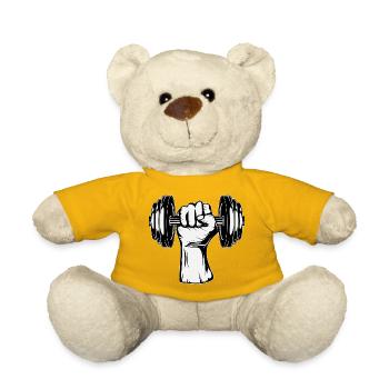 Dumbbell in hand - lifting weight for bodybuilders - Teddy Bear - sun yellow - Front