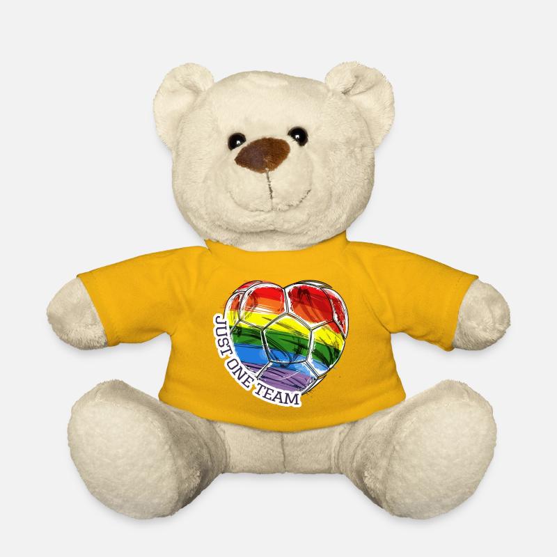 Rainbow Pride Fußball Herz One Team - Teddy - Sonnengelb