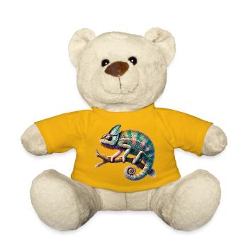 faszinierendes lebendiges Chamäleon-Motiv - Teddy - Sonnengelb - Vorne