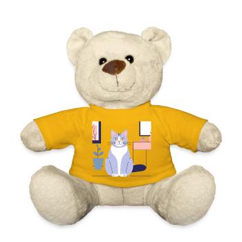 Pastel Cat in Cozy Room - Teddy Bear - sun yellow - Front
