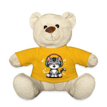 Musik Katze Notenschlüssel Design für Musiker und - Teddy - Sonnengelb - Vorne