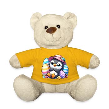 Cute Penguin with Easter Egg Cartoon - Teddy Bear - sun yellow - Front