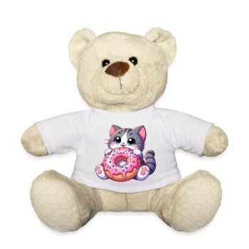 Cute Cat with Donut Dessert Snacking Treats - Teddy Bear - sun yellow - Front