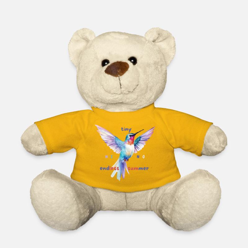 Aquarelle Colibri Design d’été - Nounours - jaune soleil
