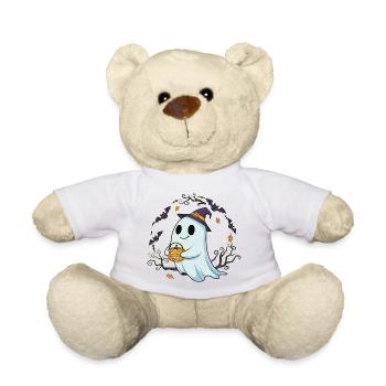 Whimsical Halloween Ghost with Pumpkin - Teddy Bear - sun yellow - Front