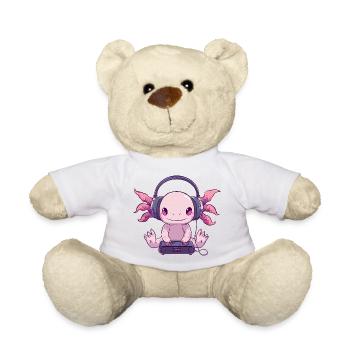 Fantasy creation of a cute axolotl gamer - Teddy Bear - sun yellow - Front