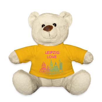 Leipzig Love Skyline Silhouette City Stadt - Teddy Bear - sun yellow - Front