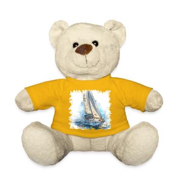 Voilier dans une tempête en pleine mer - Nounours - jaune soleil - Devant