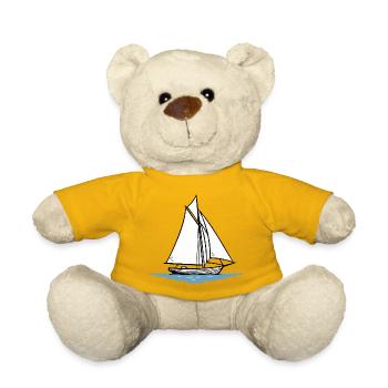 Minimalist Sailboat Silhouette - Teddy Bear - sun yellow - Front