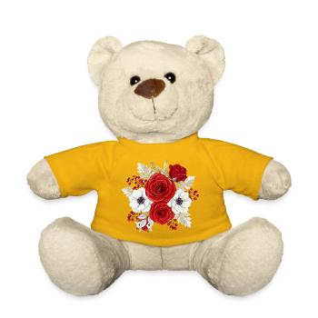 Bouquet rouge et blanc florale - Nounours - jaune soleil - Devant