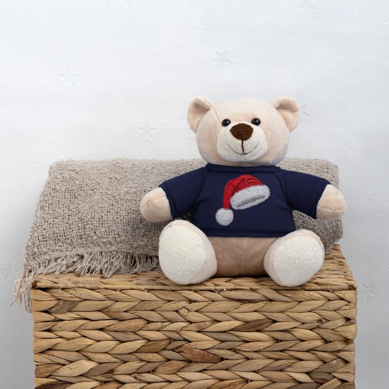 Embroidered cozy classic Santa hat (printed) Teddy Bear