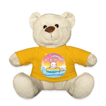 Petit lapin surfe la mer arc-en-ciel - Nounours - jaune soleil - Devant