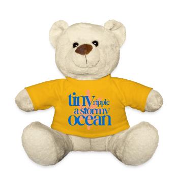 Tiny ripple in a stormy ocean (coral background) - Teddy Bear - sun yellow - Front
