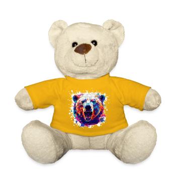 Bunter Bärenkopf PopArt - Teddy - Sonnengelb - Vorne