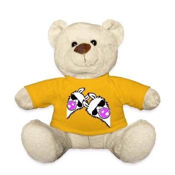2 Llamas Bubbles Side Team Friends Crew - Teddy Bear - sun yellow - Front