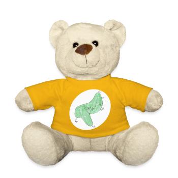 Minimalist Abstract Green Bird - Teddy Bear - sun yellow - Front