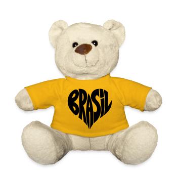 Brasil, Brazil Heart Typography - Teddy Bear - sun yellow - Front