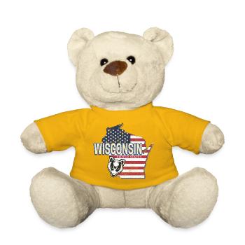 Wisconsin United States Retro Wall Map - Teddy Bear - sun yellow - Front