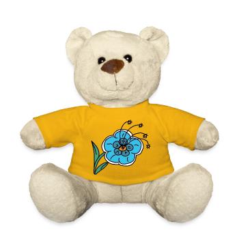 Handgezeichnete blaue Blume Kinder Kind - Teddy - Sonnengelb - Vorne
