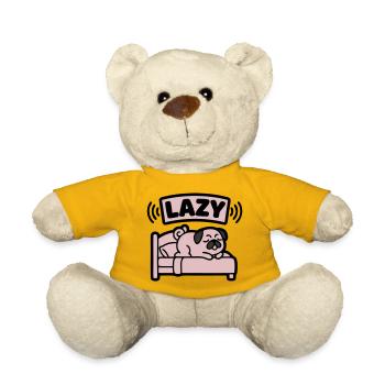 Lazy Pug Dog Bed Introvert - Teddy Bear - sun yellow - Front