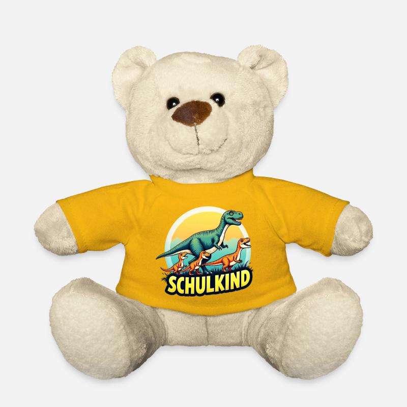 SCHULKIND Dinosaurier T Rex Shirt Dino Einschulung - Teddy - Sonnengelb