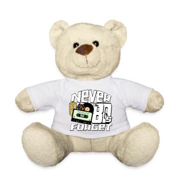 80er Party,Fun Shirt,80er Never Forget..(25) - Teddy - Sonnengelb - Vorne