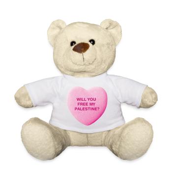 Will you free my Palestine? Sweet Candy Heart - Teddy Bear - sun yellow - Front