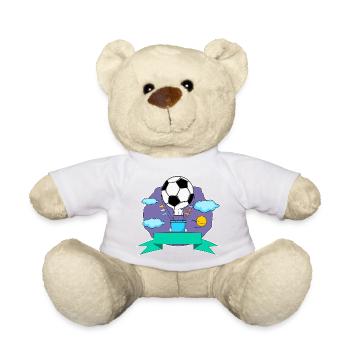Fußball Heißluftballon Namensschild lila - Teddy - Sonnengelb - Vorne