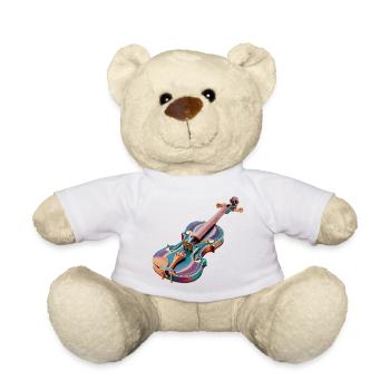 Rainbow Violin Art - Teddy Bear - sun yellow - Front
