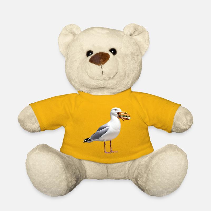 Silbermoewe-mit-Fischbroetchen - Teddy - Sonnengelb