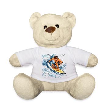 Surfer Illustration auf kraftvoller Welle - Teddy - Sonnengelb - Vorne