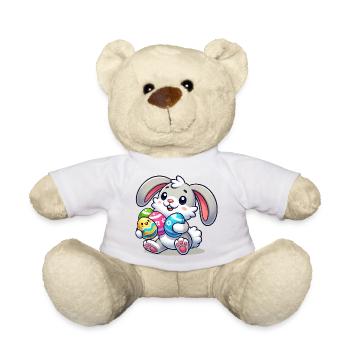 Easter bunny with colorful eggs - Teddy Bear - sun yellow - Front