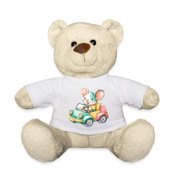 Souris colorée dans une voiture jouet - Nounours - jaune soleil - Devant