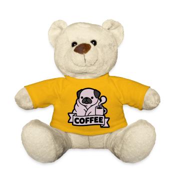 Mops Kaffee Morgenmuffel Banner - Teddy - Sonnengelb - Vorne