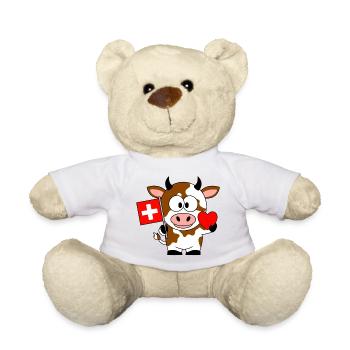 Kuh mit Schweizer Flagge und Herz - Teddy - Sonnengelb - Vorne