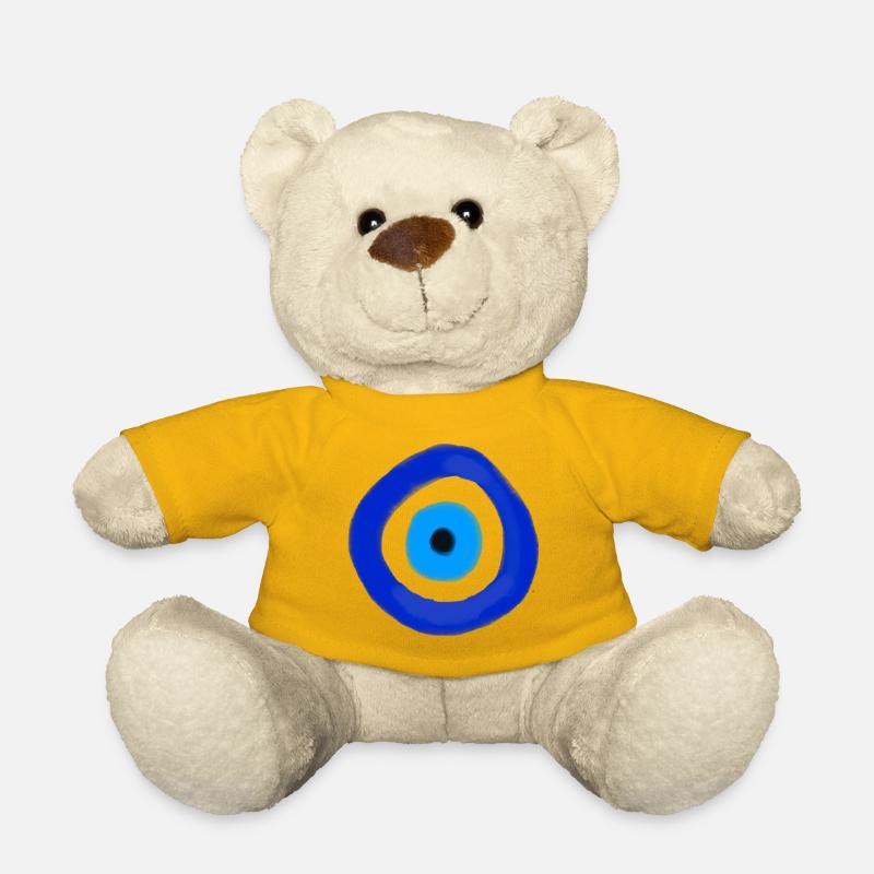 Blue Orbit Eye Abstract - Teddy Bear - sun yellow