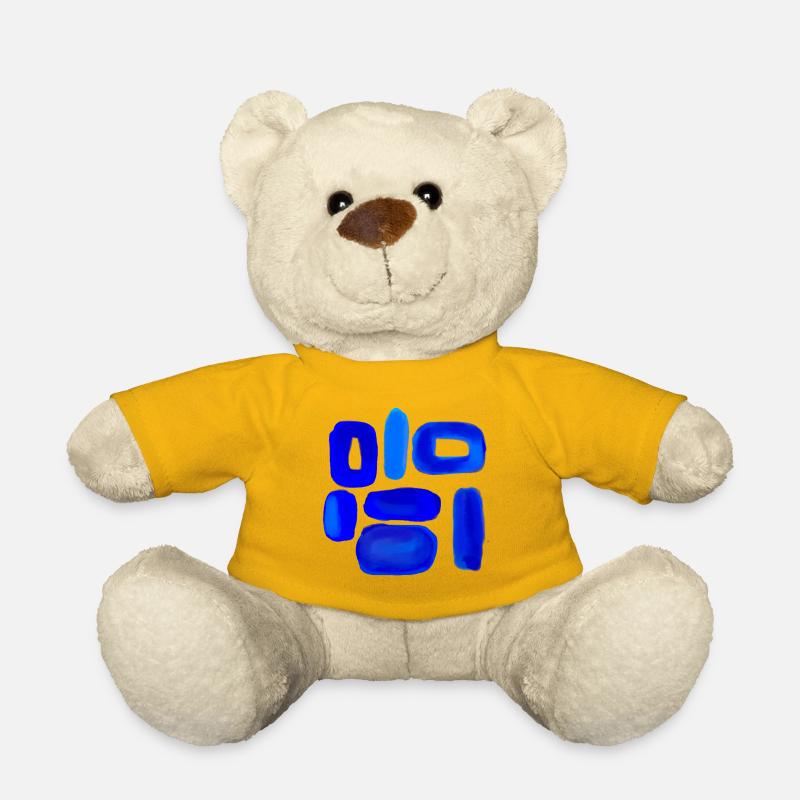Blue Sky Abstract Design - Teddy Bear - sun yellow