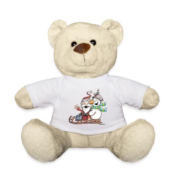 Santa Claus and Snowman - Sledge - Christmas - Teddy Bear - sun yellow - Front