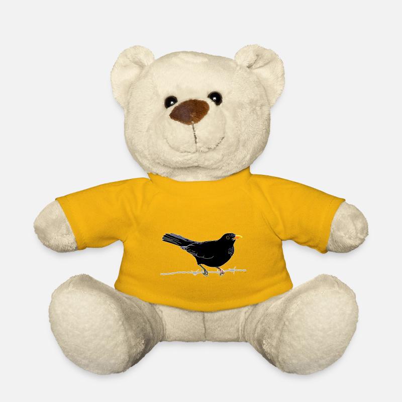 Amsel auf Stacheldraht - Teddy - Sonnengelb