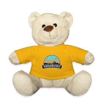 Hamburg Deutschland Skyline Deutsches Souvenir - Teddy - Sonnengelb - Vorne