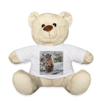 Murmeltier auf Wache 2 - Alpen Wildlife Motiv - Teddy - Sonnengelb - Vorne