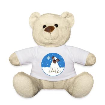 Mops im Schnee - Teddy - Sonnengelb - Vorne