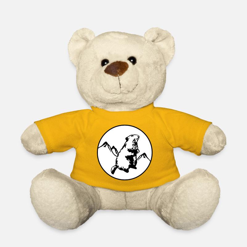 Murmeltier mit Bergen - Teddy - Sonnengelb