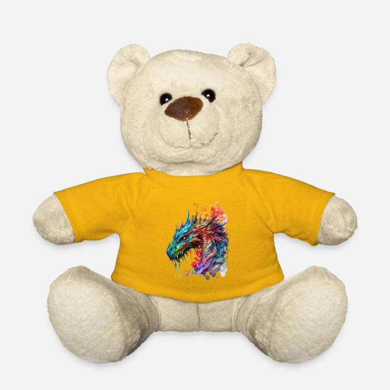 Aquarell Drache - Teddy - Sonnengelb