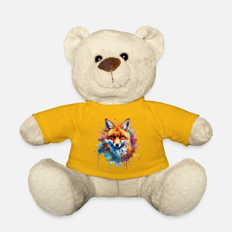 Fuchs Portrait in Farbexplosion - Teddy - Sonnengelb