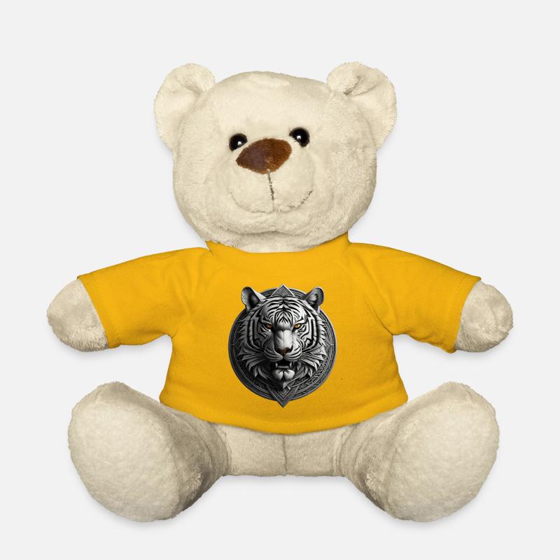 Weißer Tiger Medaillon Emblem - Teddy - Sonnengelb