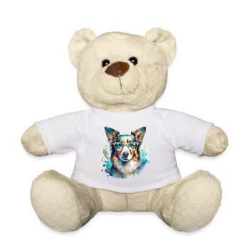 Border Collie avec des lunettes - Nounours - jaune soleil - Devant