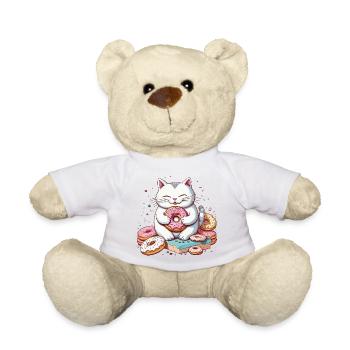 Katze frisst Donuts, Feinschmecker-Katzenhumor - Teddy - Sonnengelb - Vorne