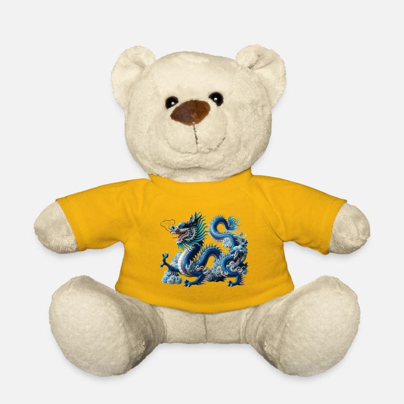 Blue kite in the river of clouds - Teddy Bear - sun yellow